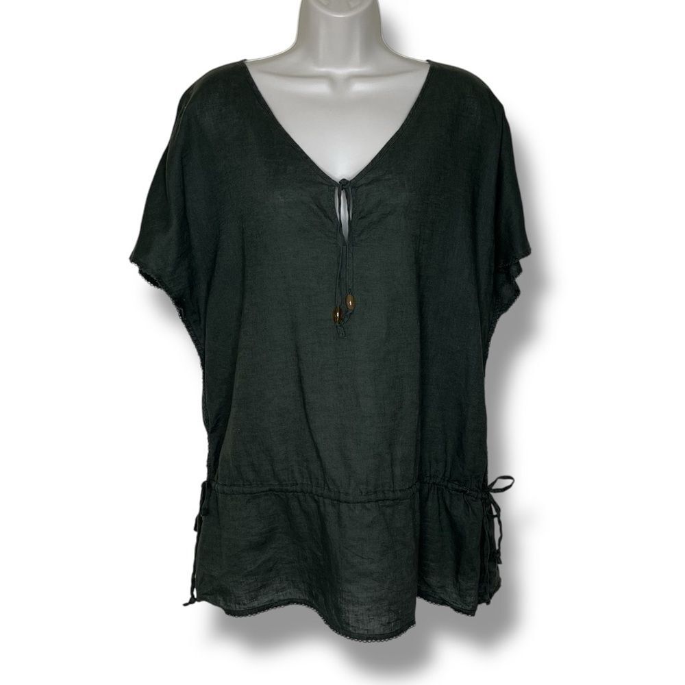 Old Navy Black V-Neck Peasant Blouse